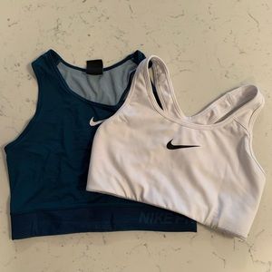 Two Nike sport bras size medium